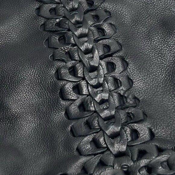 Lucky Brand*Pebbled Leather*Chain link Design*Black Hobo*Shoulder/Handbag - Picture 5 of 8